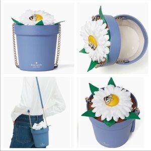 Kate Spade Flower Blue Pot Spring Bag Purse NWT